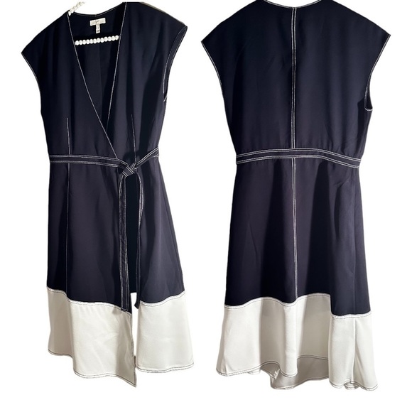 JOIE Mahesa Wrap Dress Midi Midnight Navy and White Size Small - Picture 5 of 8